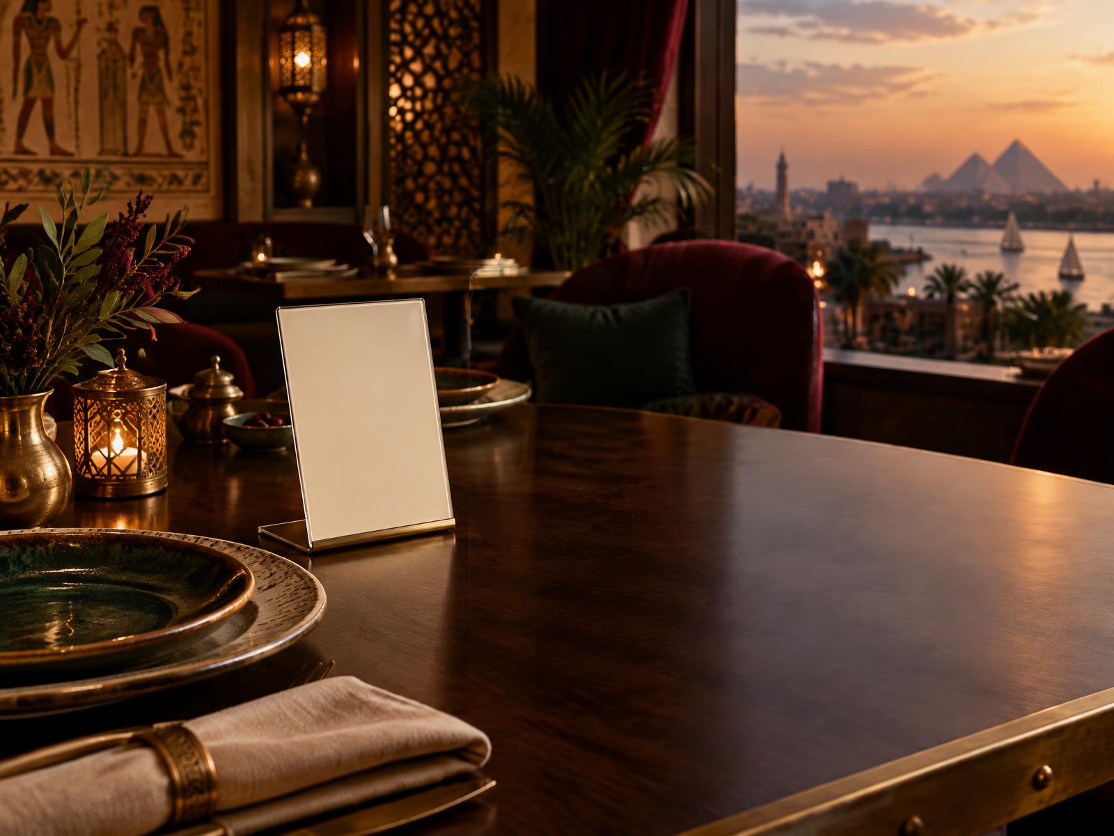 طاولة مطعم مصرية راقية كنموذج لهوية Tablesmith